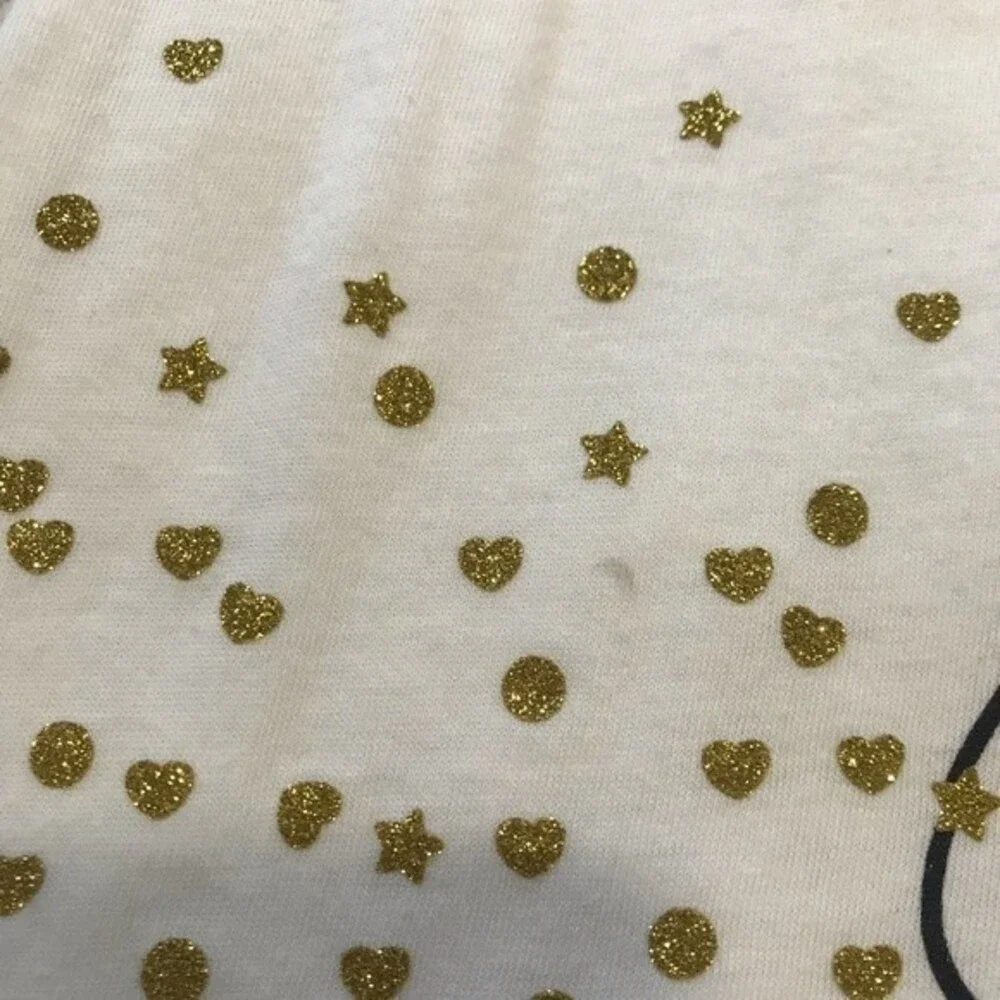 Disney kids cream short sleeve glitter Mini top size L disney mouse mickey